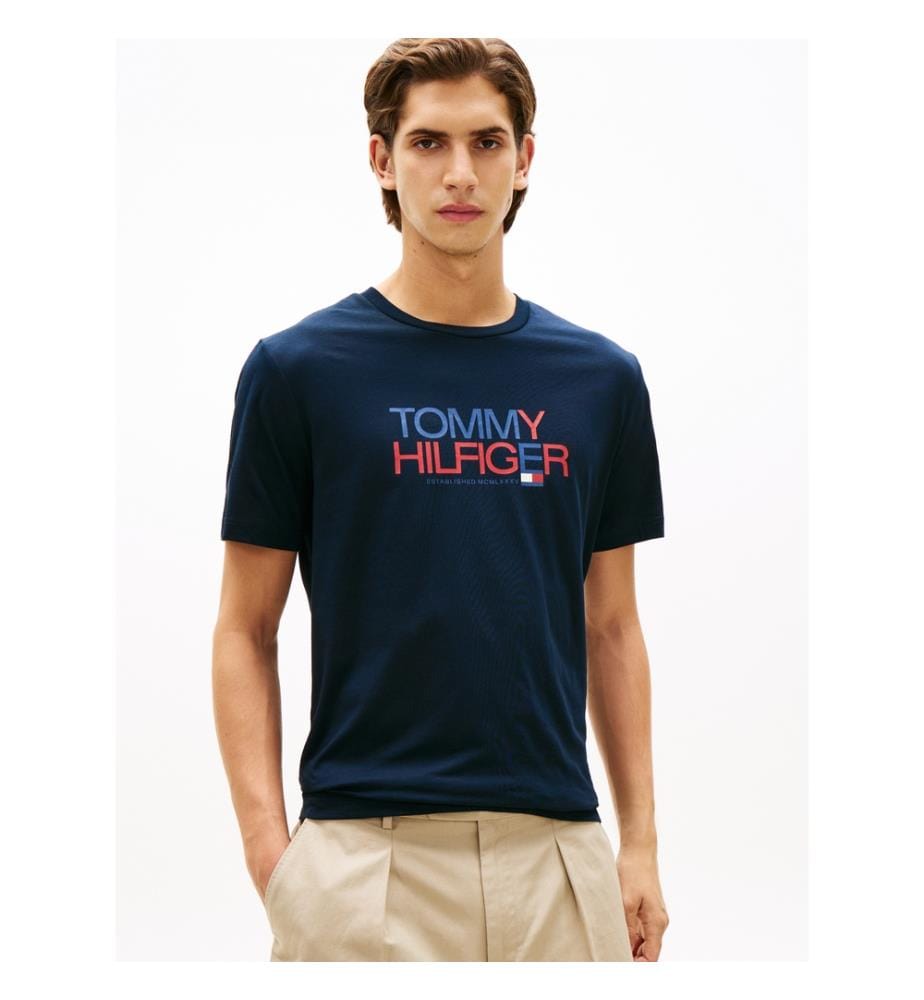 T-Shirt Grand Texte - Bleu Foncé