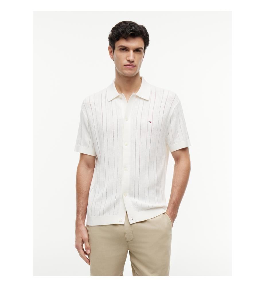 Chemise en Pointelle avec Lin - Blanc