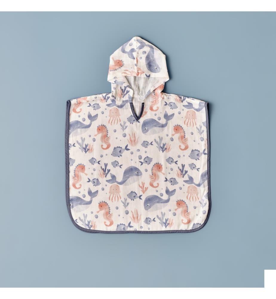 Poncho imprimé Marine 60 x 60 cm - Multicolore