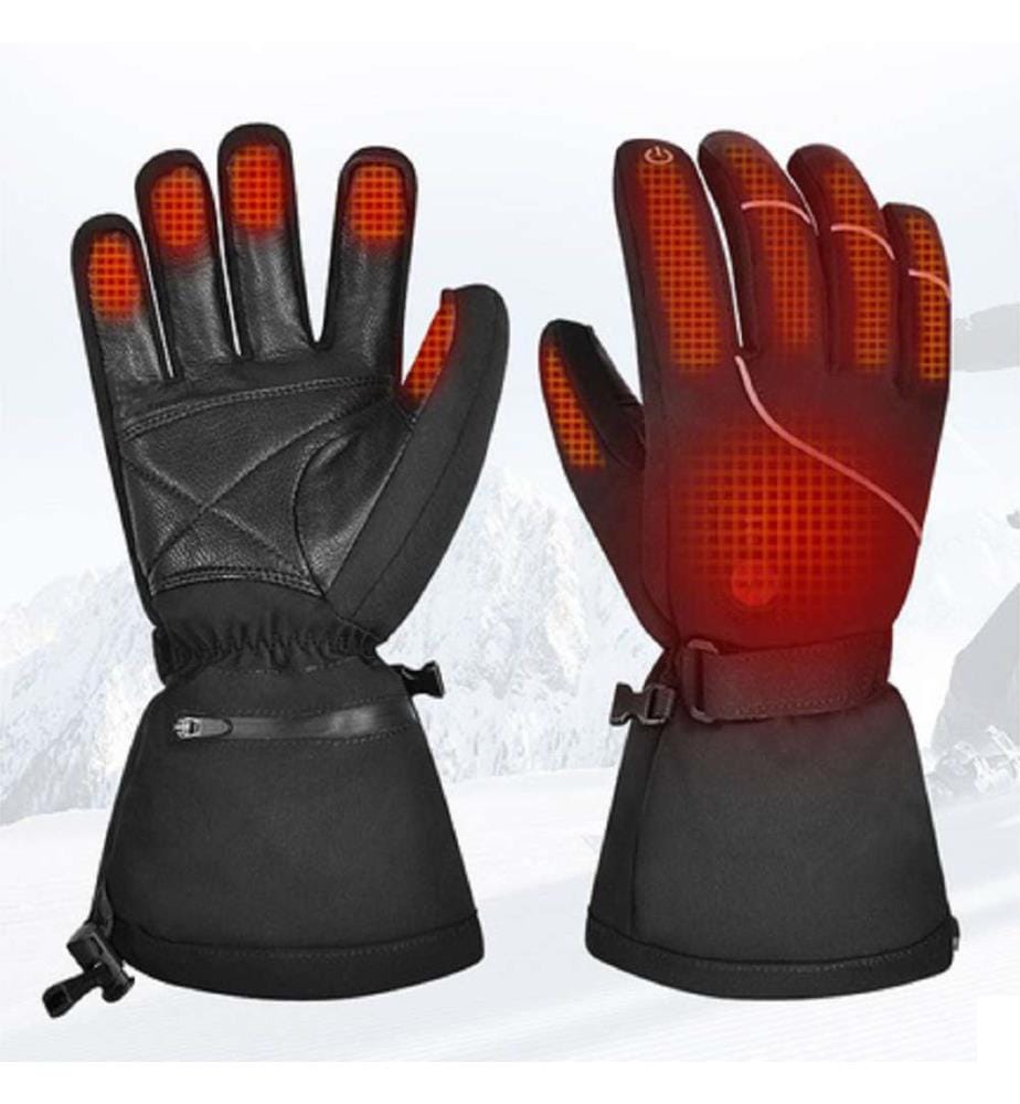 Gants de Ski Chauffants Rechargeables avec Batterie - Noir
