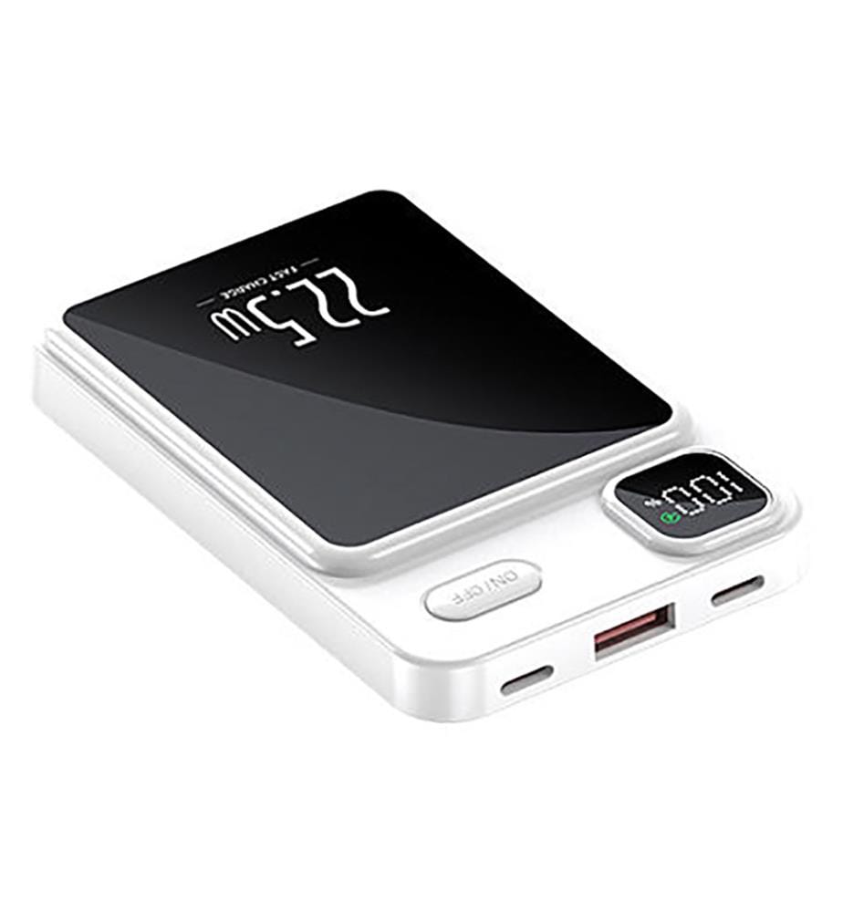 Power Bank 10000 Mah avec Ecran Led Magsafe - Blanc