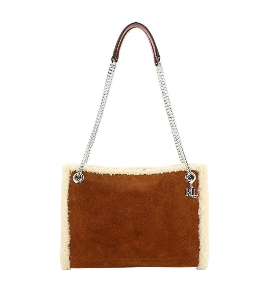 Cabas Bradley moyen bordé de peau lainée - Lauren & Tan & Naturel