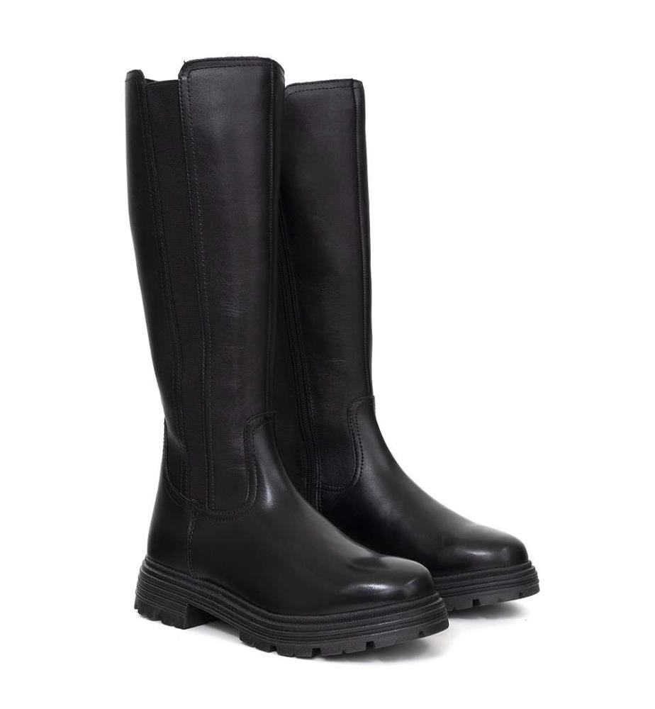 Bottes hautes en cuir noir pour femmes
