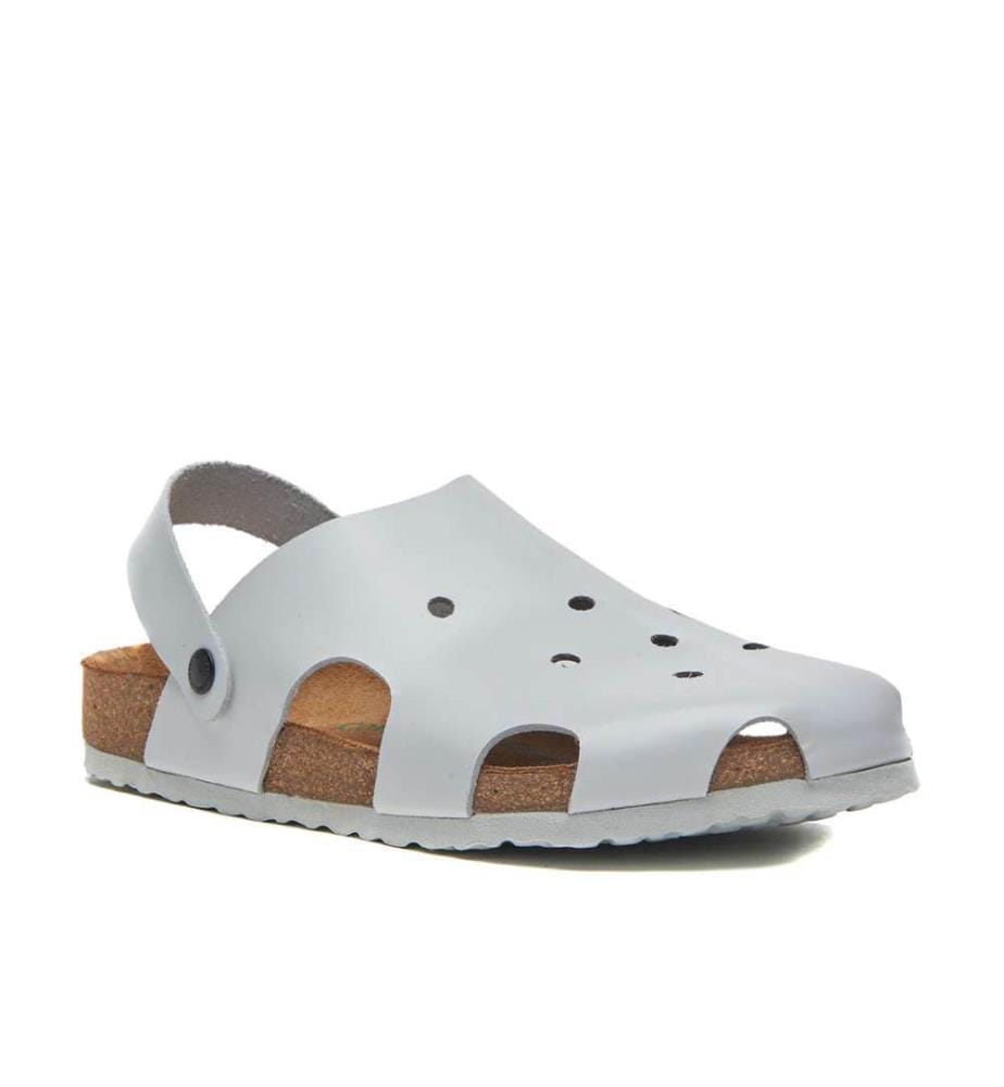 Sandales en cuir avec semelle en liège anatomique - Blanc