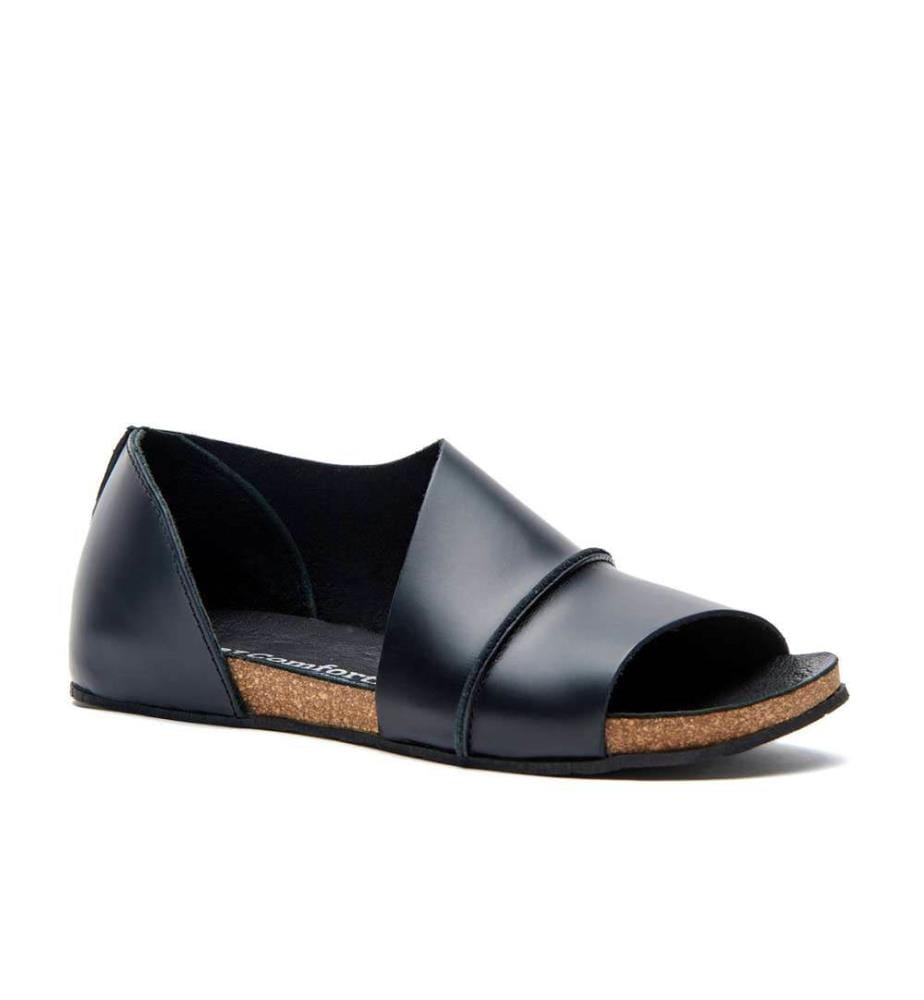 Sandales en cuir avec semelle en liège - Noir