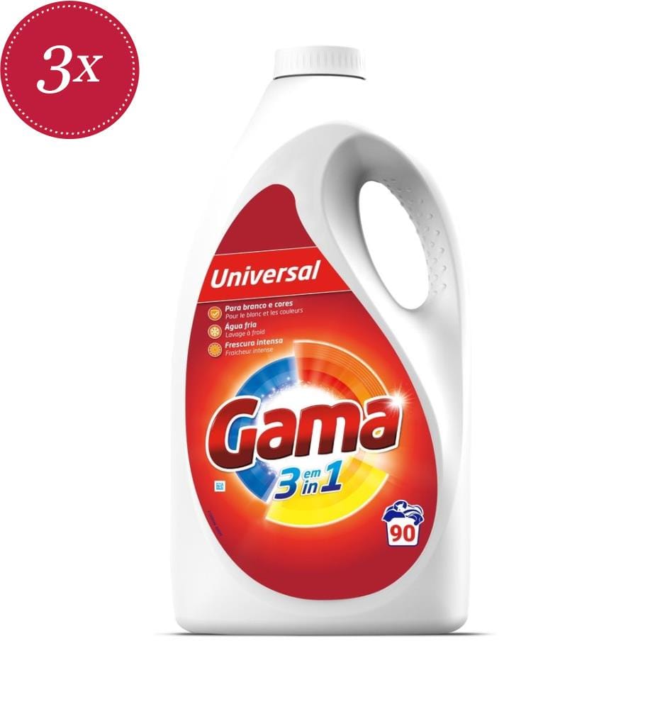 Lot de 3 Lessives Liquides 4.05L 3 en 1 - Universal - 90 Lavages
