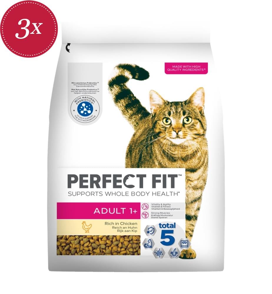 3x Trockenfutter für Katzen mit Huhn - 2800 g