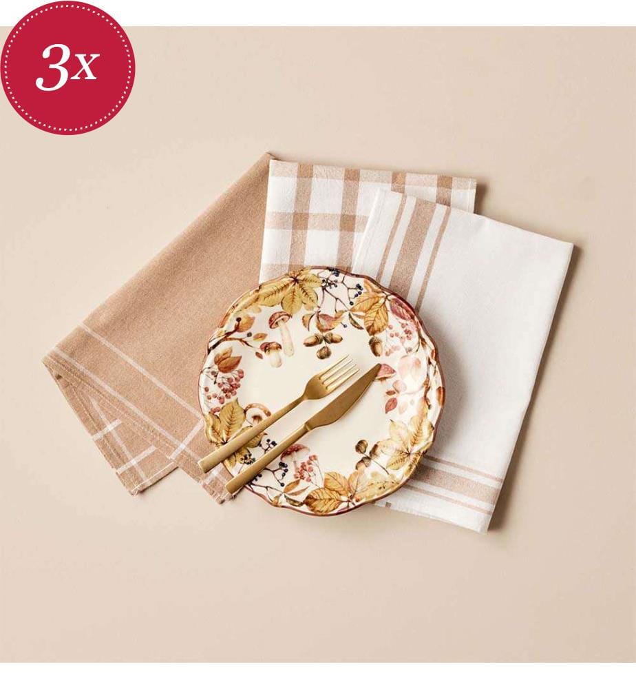 Set of 3 Liberty tea towels 45 x 65 cm - Beige