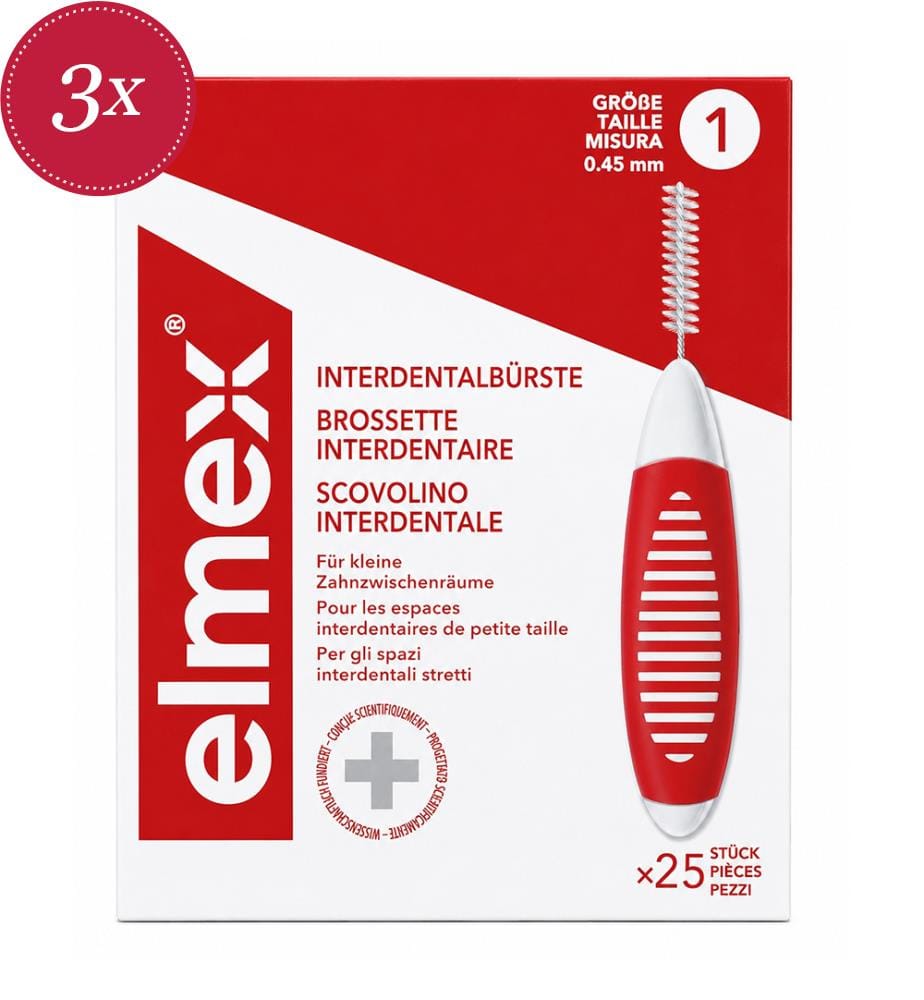 3x Interdentalbürsten Grösse 1, 0,45 mm – 25 Stück
