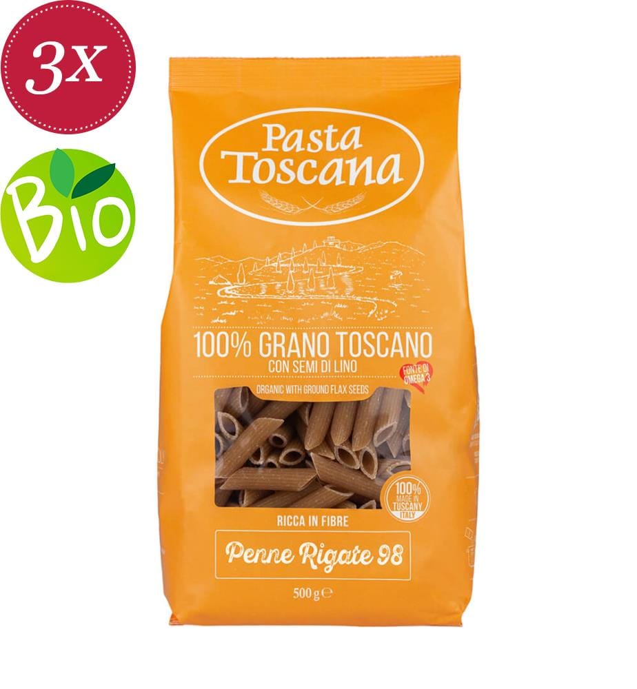 3x Pasta Toscana, Bio Omega3 Penne 98 - 500 g