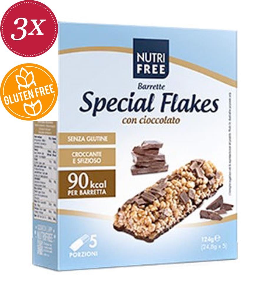 Barrette Nutrifree Special Flakes al cioccolato - 3 x 124 g