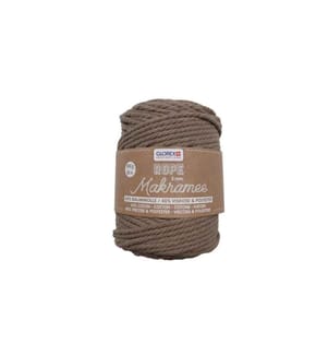GLOREX - Wolle Makramee Rope gedreht 5 mm, 500 g, Hellbraun