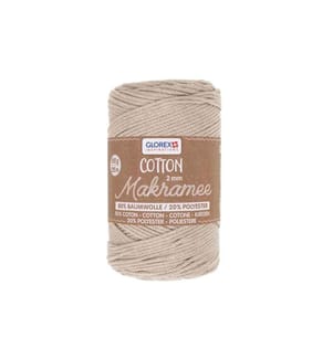 GLOREX - Wolle Makramee Cotton 2 mm, 250g, Taupe