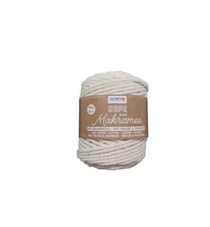 GLOREX - Wolle Makramee Rope gedreht 5 mm, 500 g, Weiss