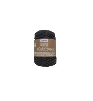 GLOREX - Wolle Makramee Rope gedreht 3 mm, 250 g, Anthrazit