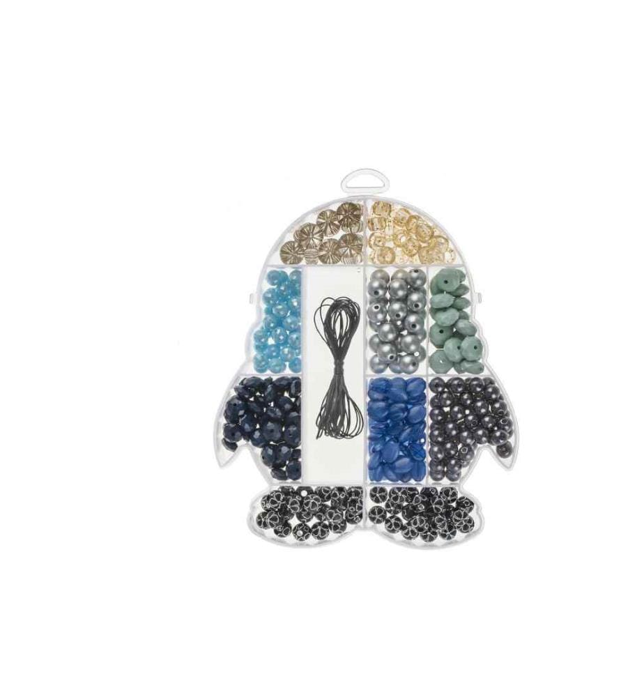 GLOREX - Perlen-Set Pinguin Kunststoff, ca. 395 Stk, 100g, Blau