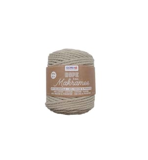 GLOREX - Wolle Makramee Rope gedreht 5 mm, 500 g, Beige