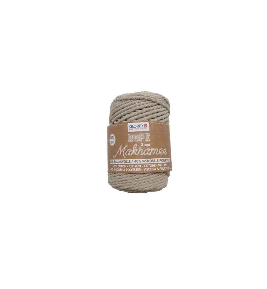 GLOREX - Laine Macramé Corde tordue 3 mm, 250 g, Beige