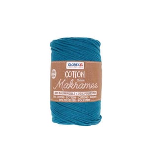 GLOREX - Wolle Makramee Cotton 2 mm, 250g, Türkis