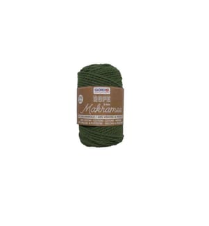 GLOREX - Wolle Makramee Rope gedreht 3 mm, 250 g, Olivgrün