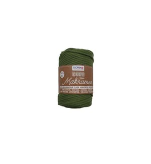 GLOREX - Wolle Makramee Cord gewebt 3 mm, 250 g, Olivgrün