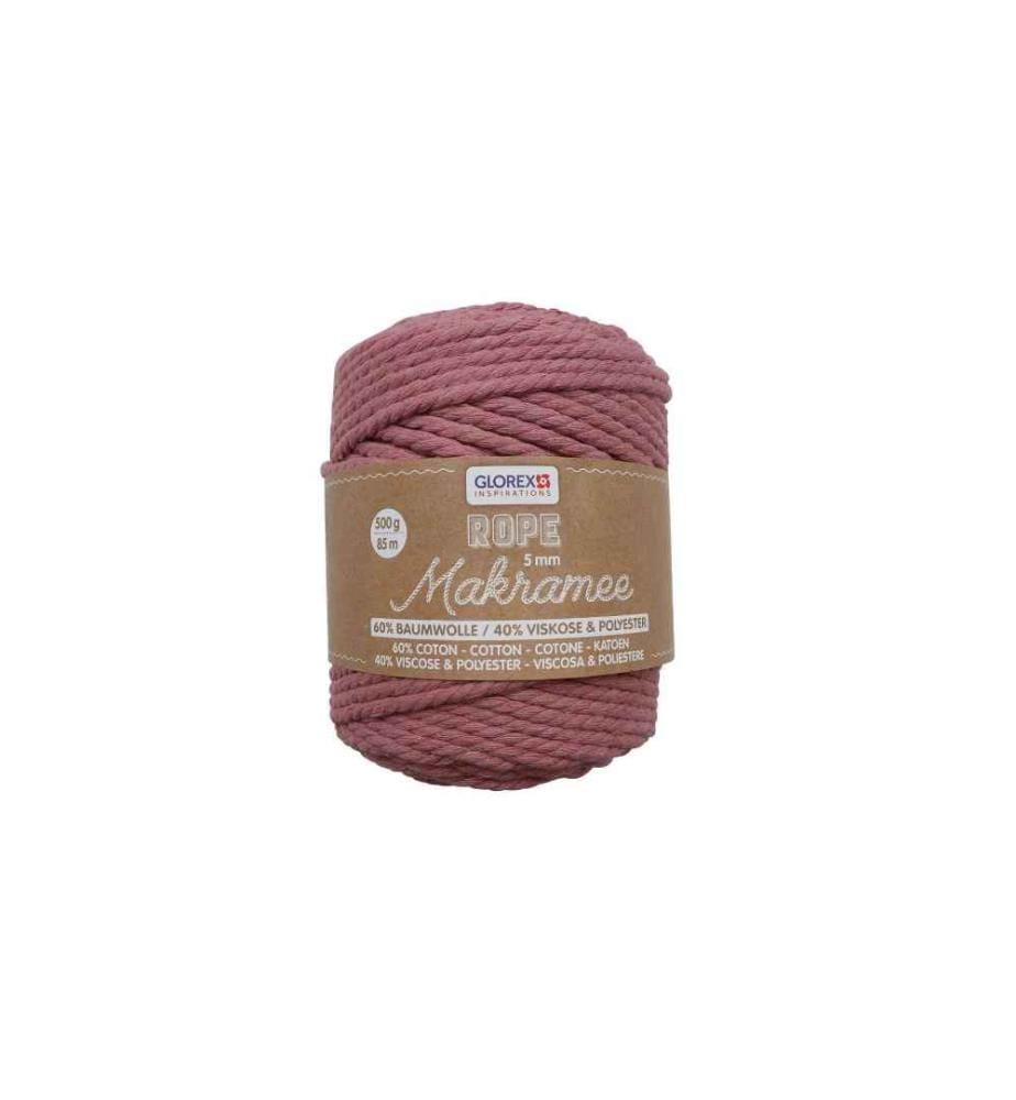 GLOREX - Laine Macramé Corde tordue 5 mm, 500 g, Rouge