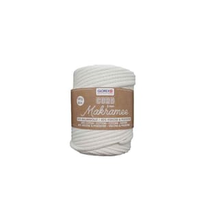 GLOREX - Wolle Makramee Cord gewebt 5 mm, 500 g, Weiss