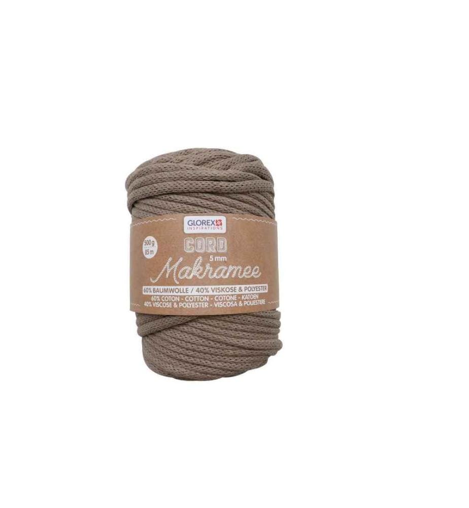 GLOREX - Wolle Makramee Cord gewebt 5 mm, 500 g, Hellbraun