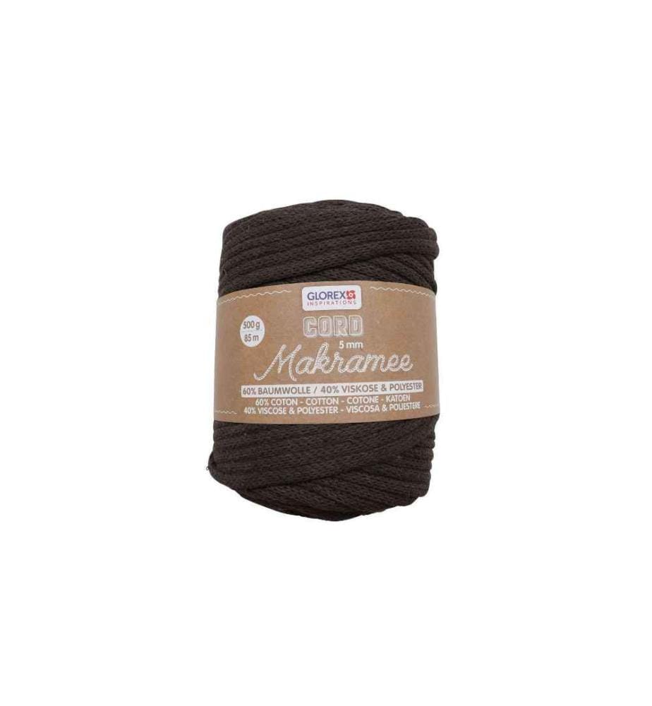 GLOREX - Wolle Makramee Cord gewebt 5 mm, 500 g, Braun