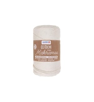 GLOREX - Wolle Makramee Cotton 2 mm, 250g, Creme