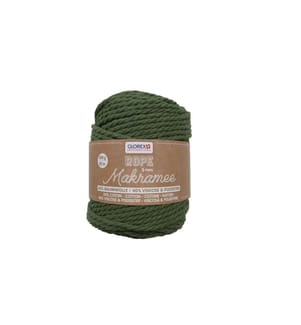 GLOREX - Wolle Makramee Rope gedreht 5 mm 500 g Olivgrün