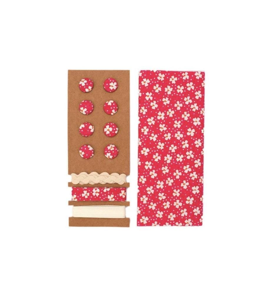 GLOREX - Stoff Set Blumen, Rot
