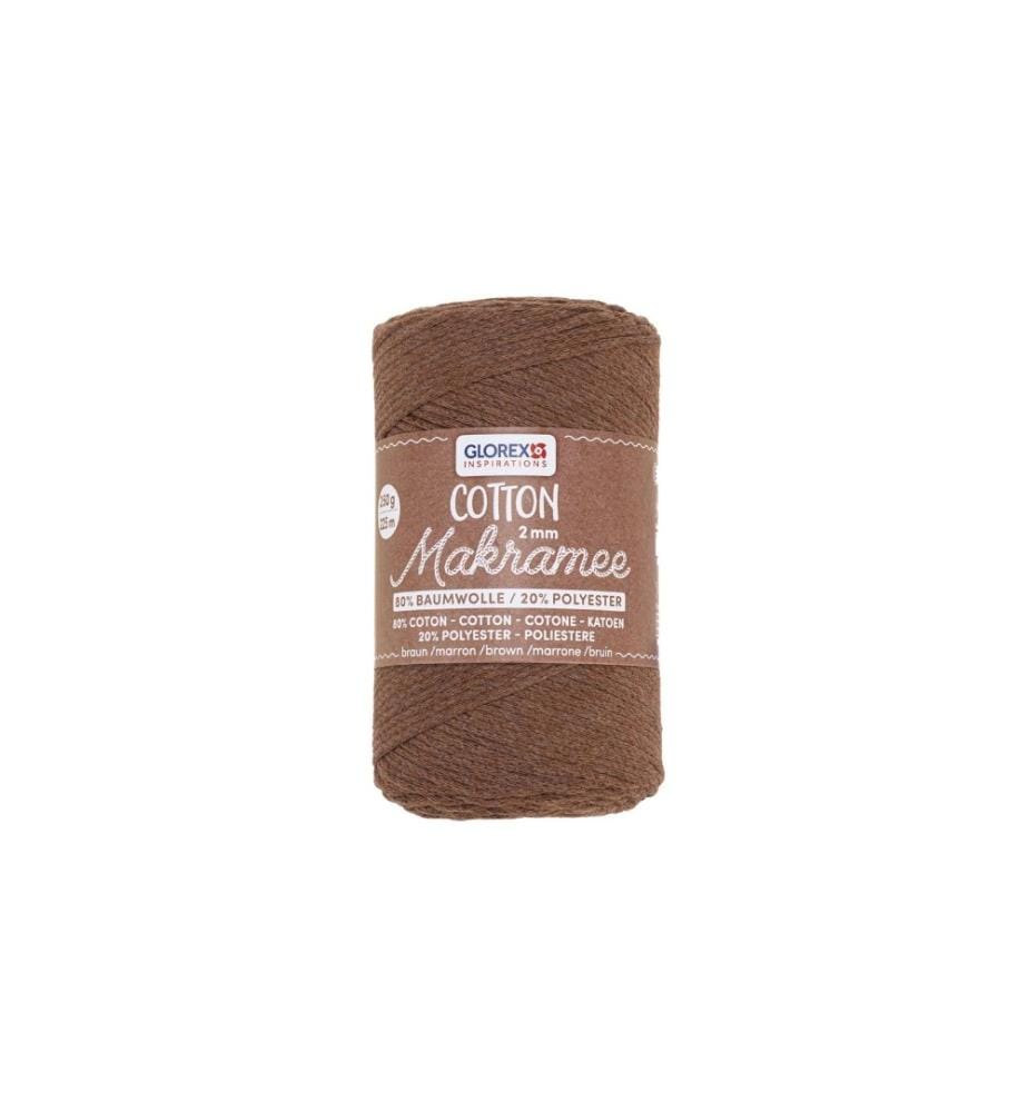 GLOREX - Laine Macramee Cotton 225m x 2 mm, 250g, marron