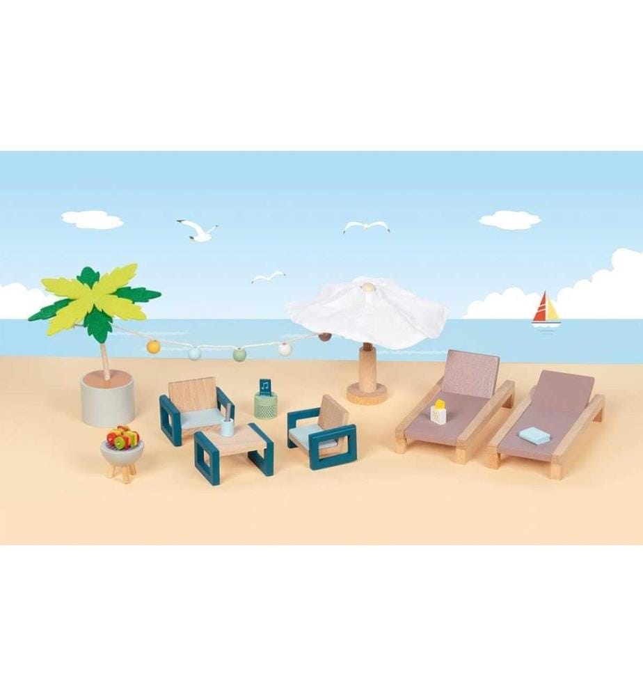 GOKI - Meuble de maison de poupée Set de meubles d'extérieur Mallorca