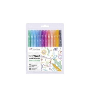 TOMBOW - Fineliner TwinTone Pastels 0.8 mm, 0.3 mm, 12 Stück