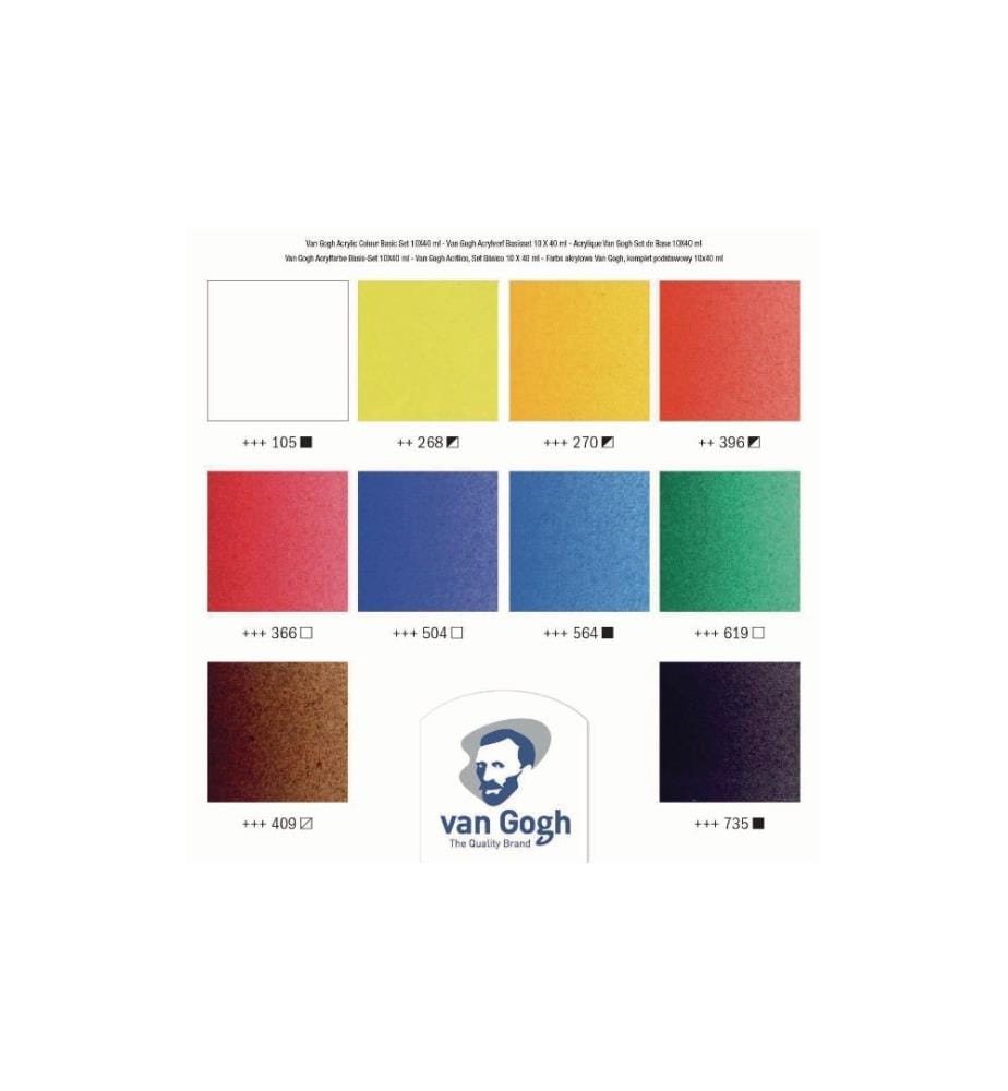 VAN GOGH - Acrylfarbe Basic-Set, 40 ml, Mehrfarbig