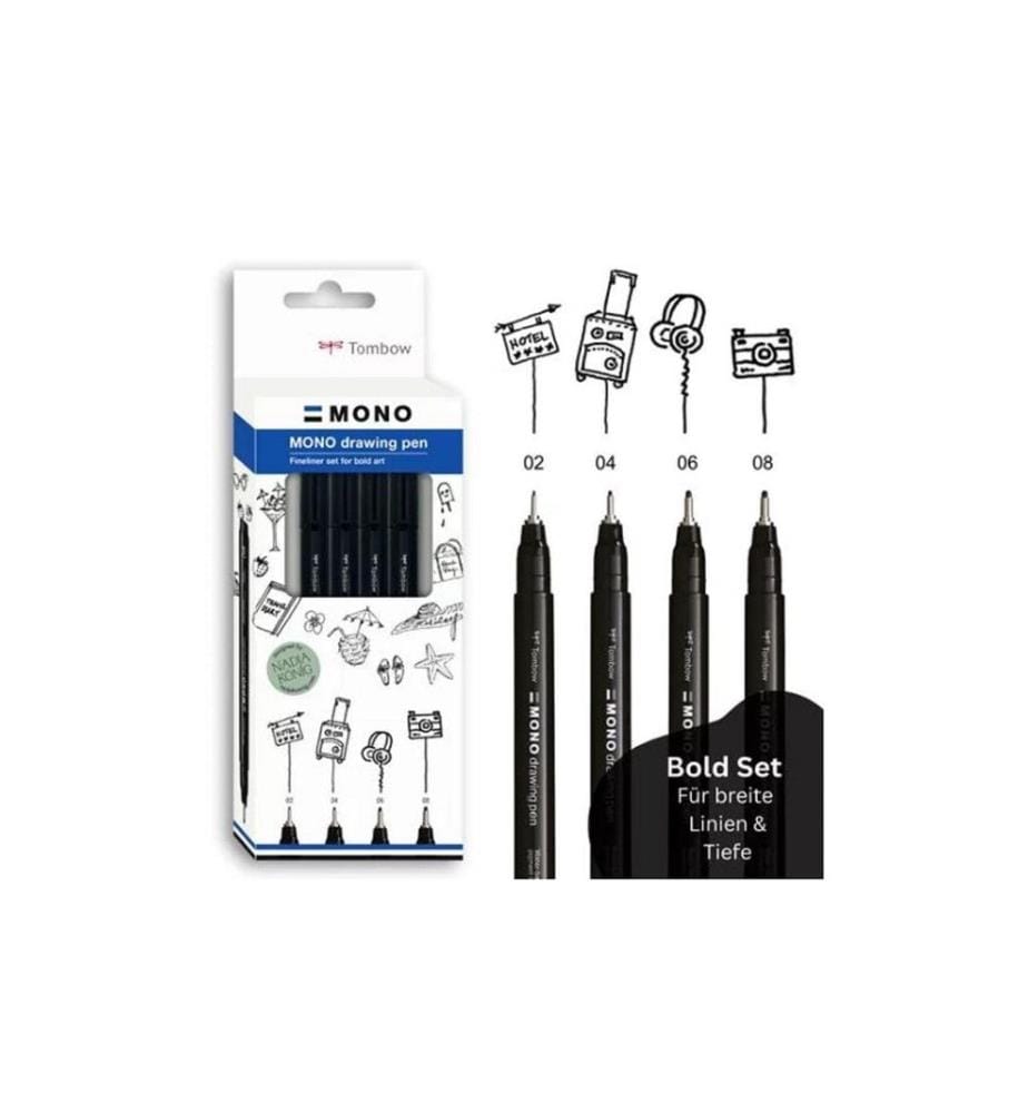 TOMBOW - Fineliner MONO drawing pen Set Bold Schwarz
