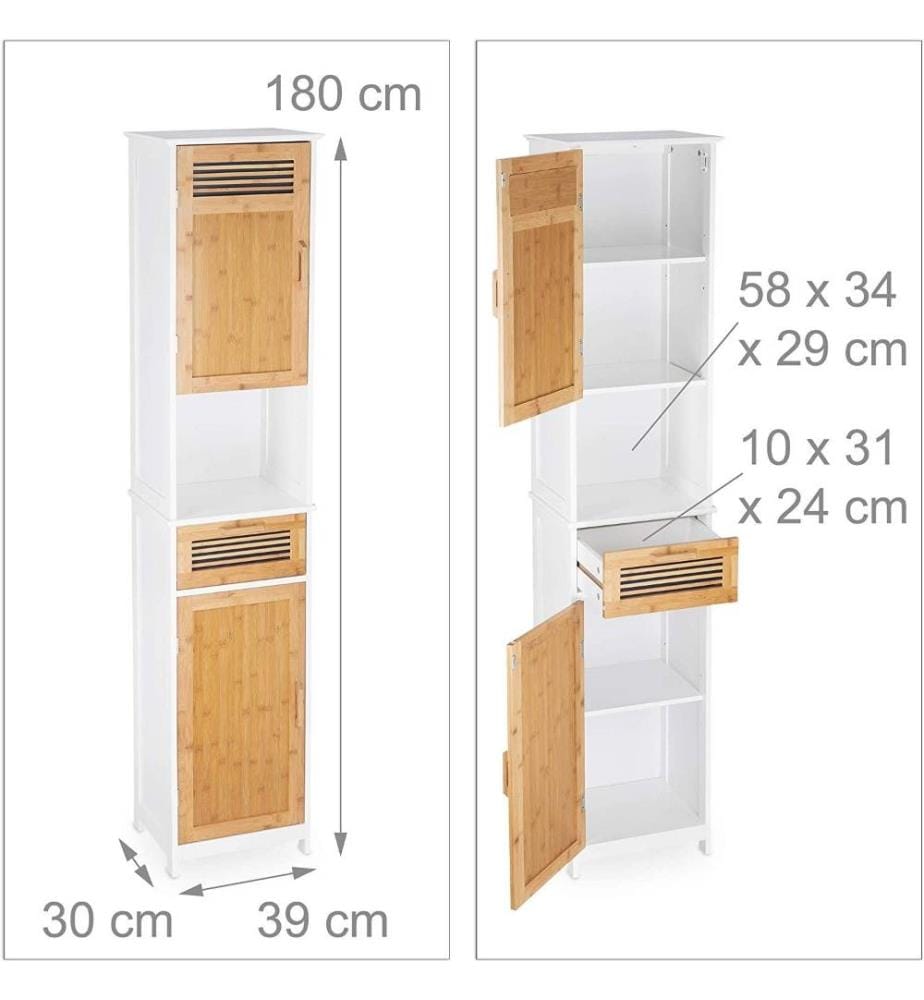 Relaxdays Armoire Haute Salle de Bain, 2 Portes … DeinDeal