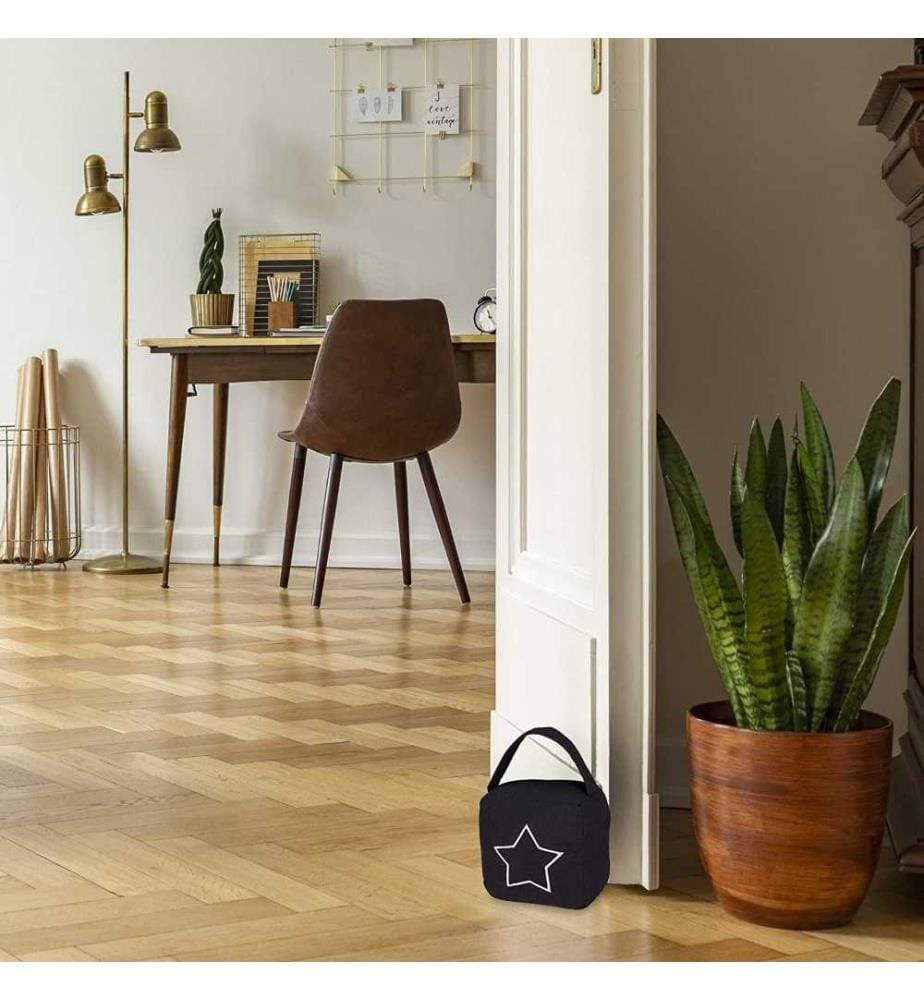 Relaxdays 2x Türstopper Sack Beige - Vintage Stern Design Mit Griff 18,5x14x10cm