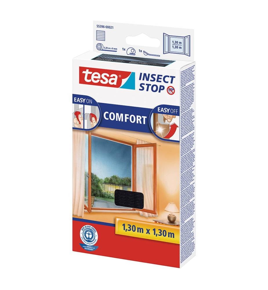 tesa® Hook & Loop Comfort für Fenster 1,30 m x 1,30 m - Schwarz