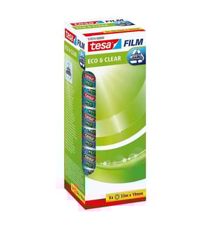 tesa® Film Klebeband Eco & Clear Eco-Pack, 19 mm x 33 m - Transparent