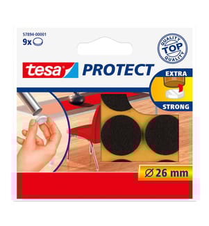tesa® PROTECT Filzgleiter, rund, braun, 9 Stück, Durchmesser x 26 mm