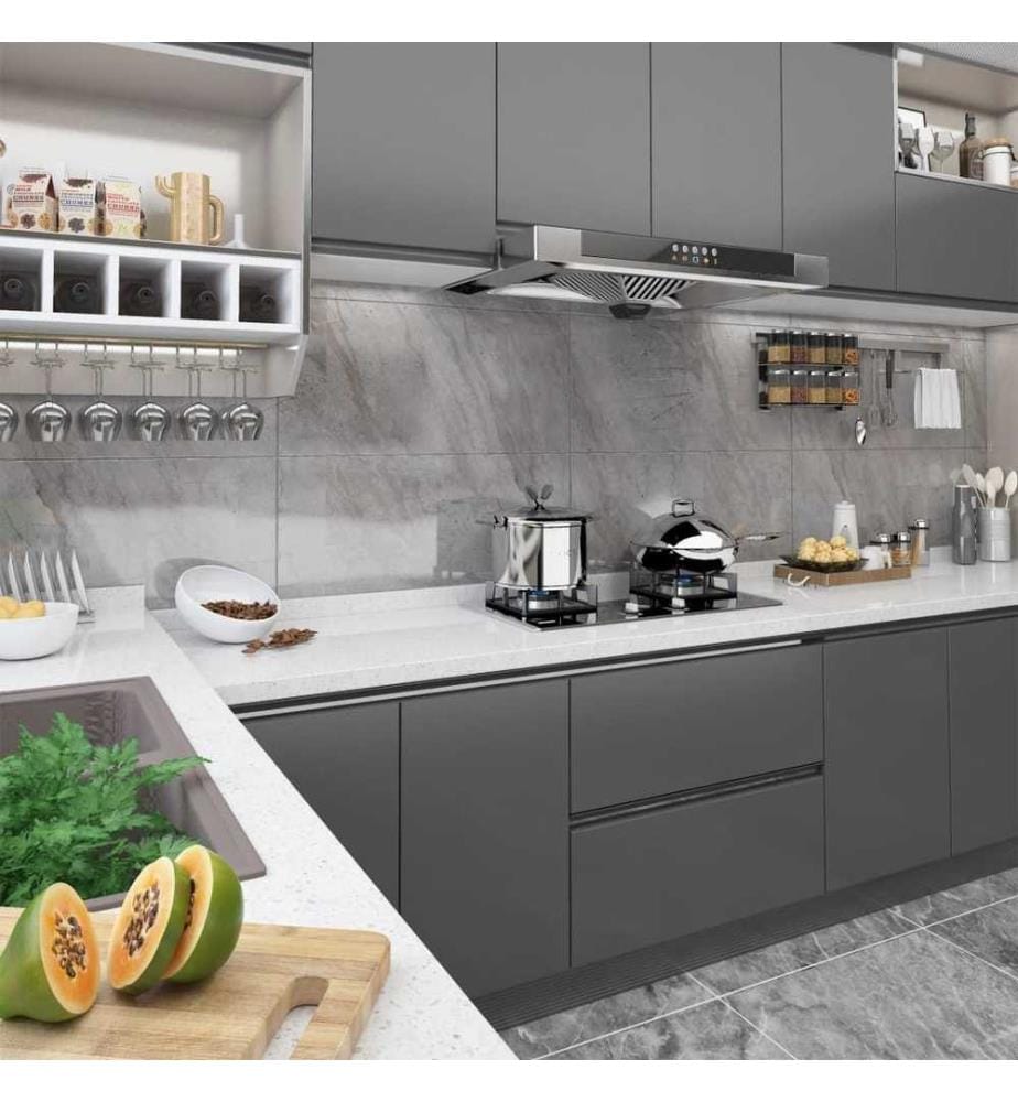 Möbelfolien Selbstklebend 2 Stk. Grau 500x90 cm PVC
