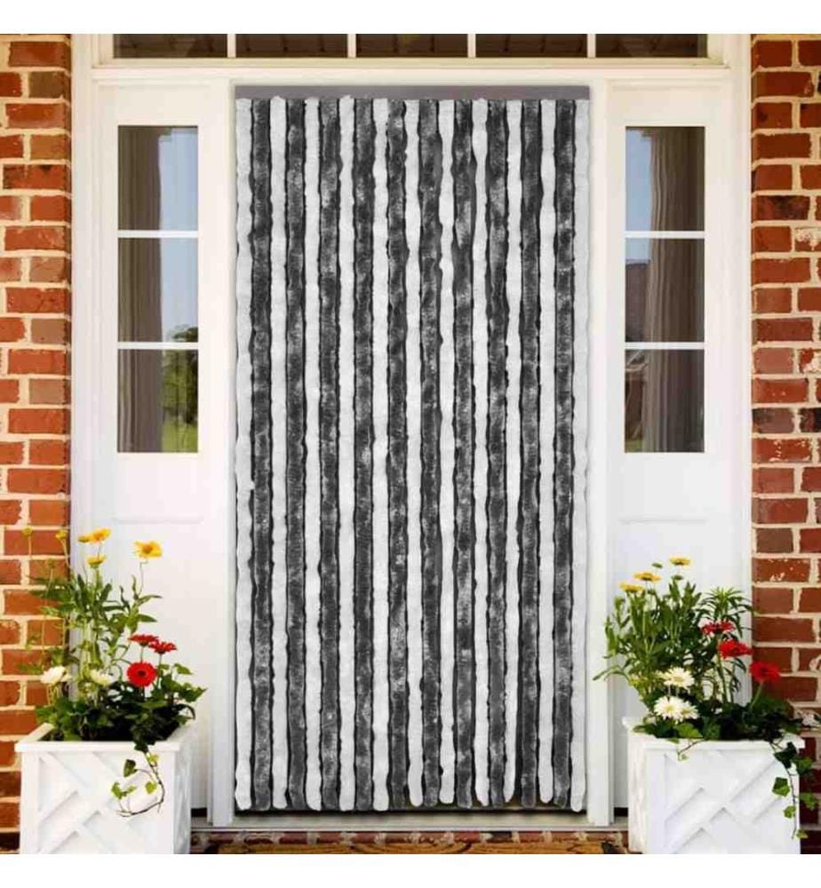 Insektenschutz-Vorhang Grau und Weiss 90x220 cm Chenille