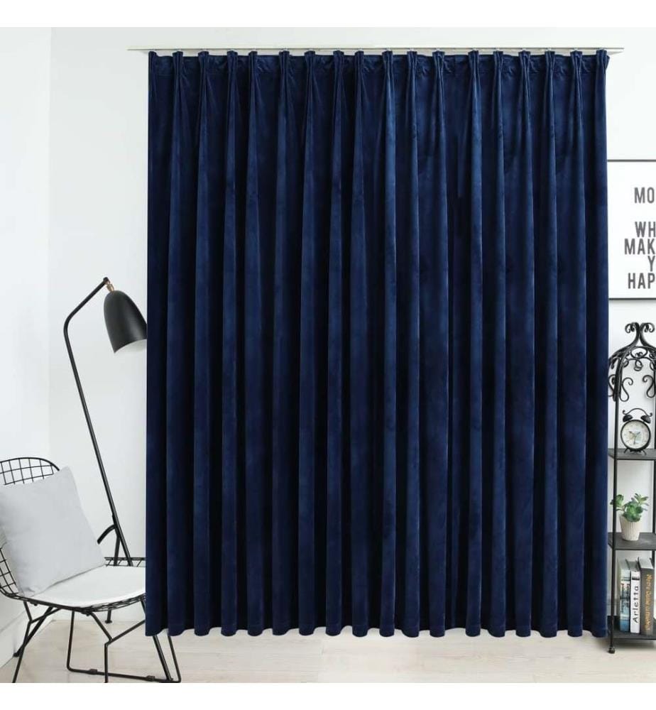 Verdunkelungsvorhang mit Haken Samt Dunkelblau 290 x 245 cm
