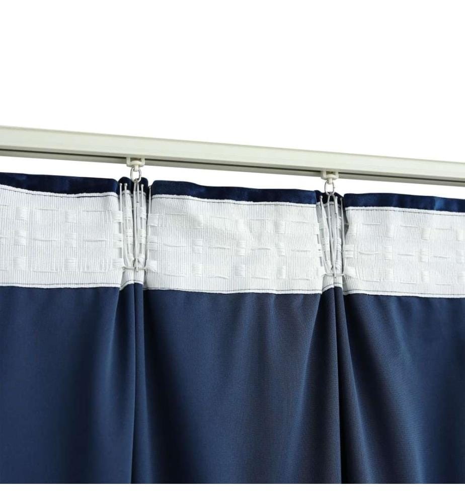 Verdunkelungsvorhang mit Haken Samt Dunkelblau 290 x 245 cm