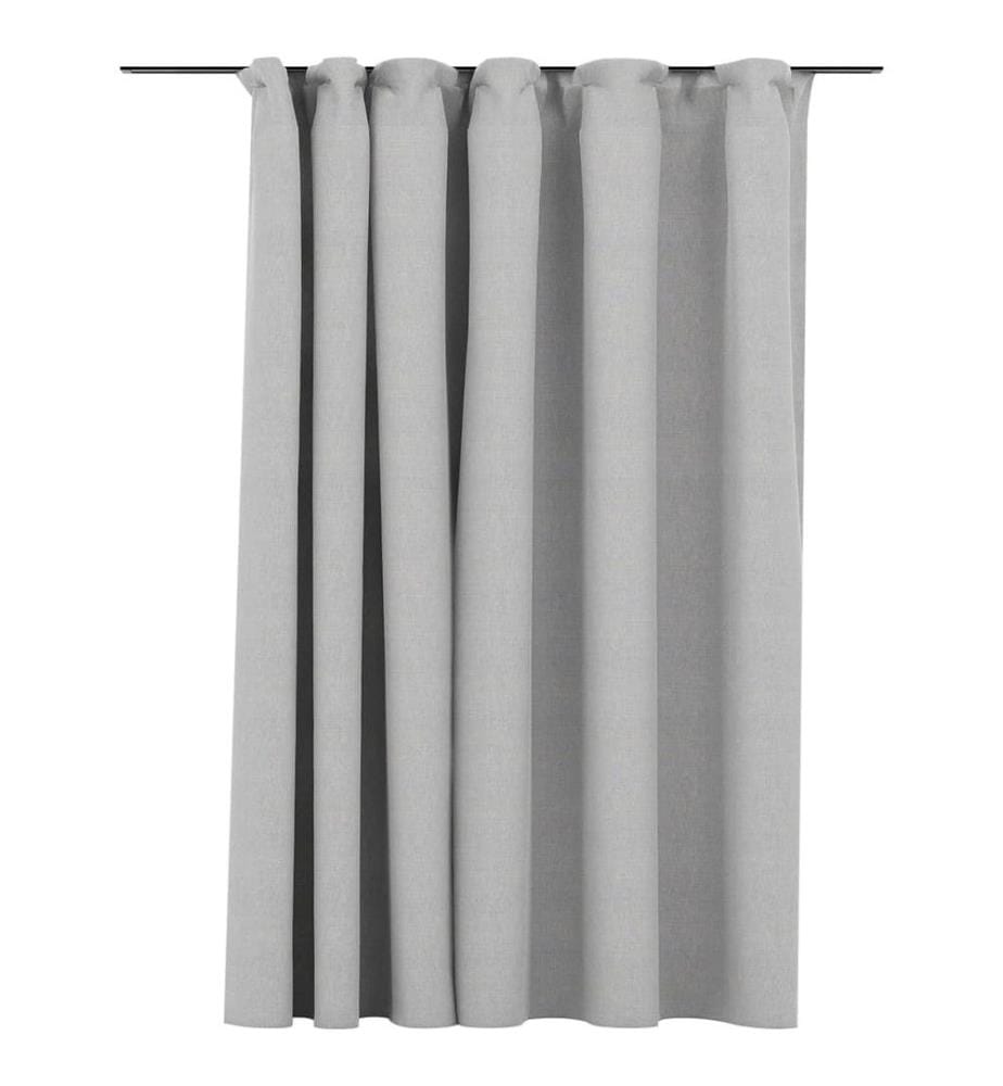 Verdunkelungsvorhang mit Haken Leinenoptik Grau 290x245 cm