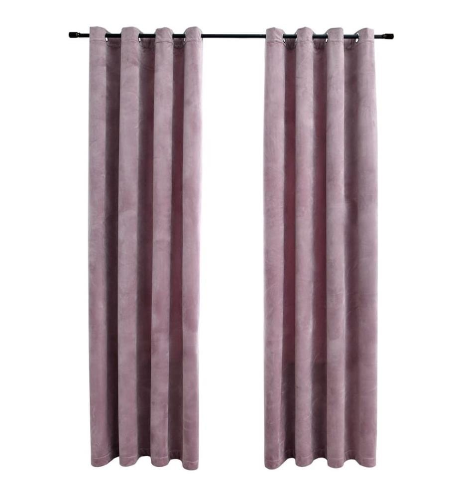 Verdunkelungsvorhänge mit Ösen 2 Stk. Samt Antik-Rosa 140x175cm