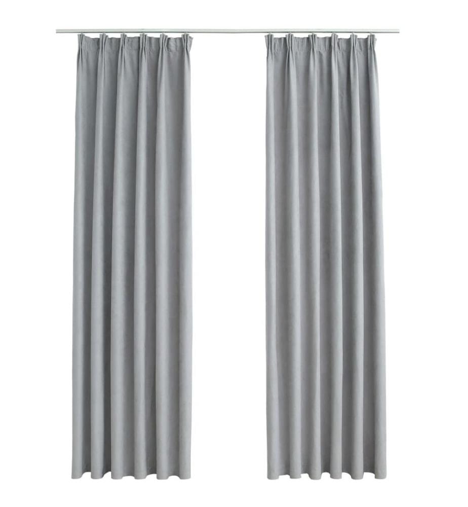 Rideaux occultants avec crochets 2 pcs Gris 140x225 cm