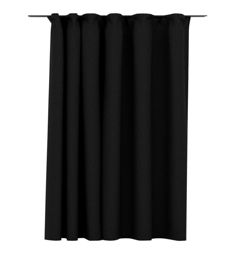 Rideau occultant d'aspect de lin crochets Anthracite 290x245 cm